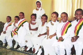 Ethiopian children in their Christmas attire
